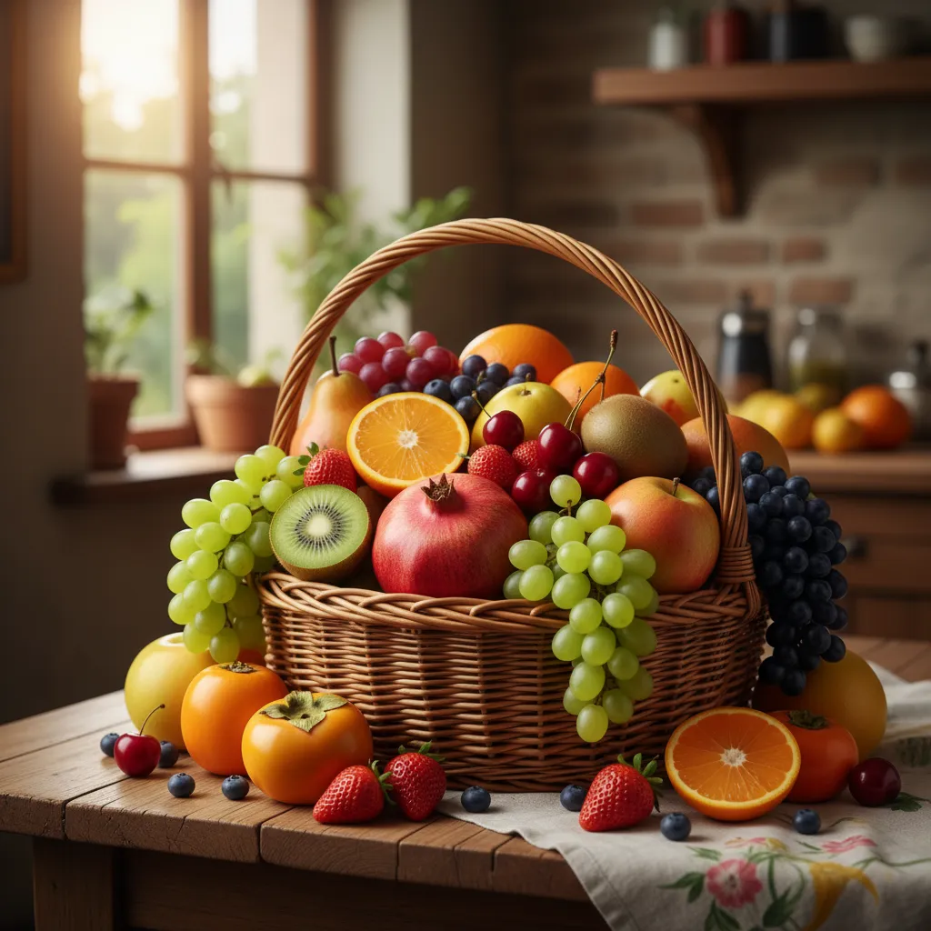 かごに盛られたフルーツ